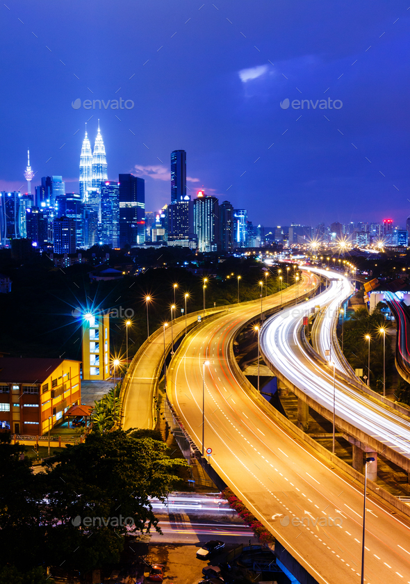 Kuala Lumpur skyline at night - Stock Photo - Images