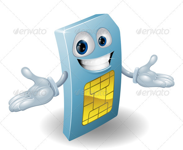Mobile phone sim card mascot - Characters Vectors