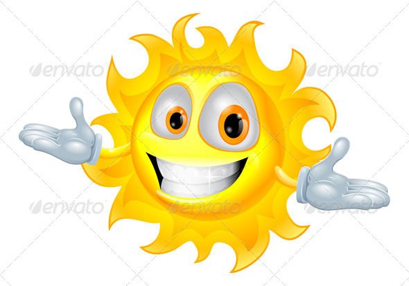 Cute sun mascot cartoon character - Characters Vectors