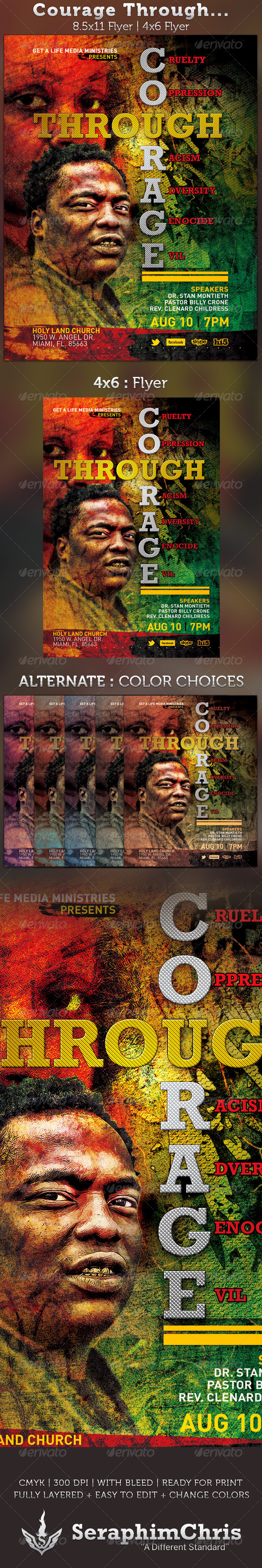 Courage Through: Church Flyer Template - Church Flyers