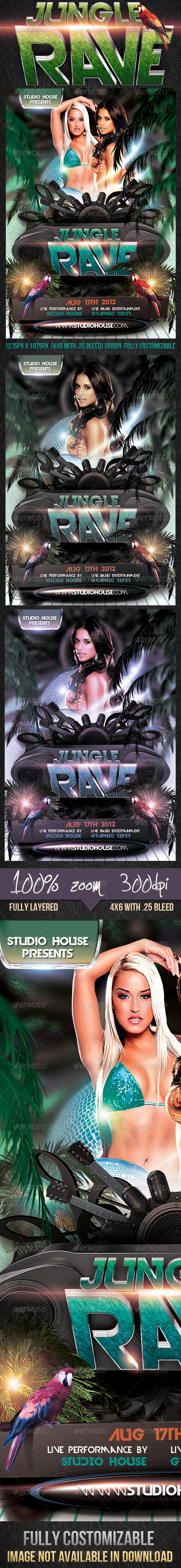 Jungle Rave Party Flyer - Clubs & Parties Events