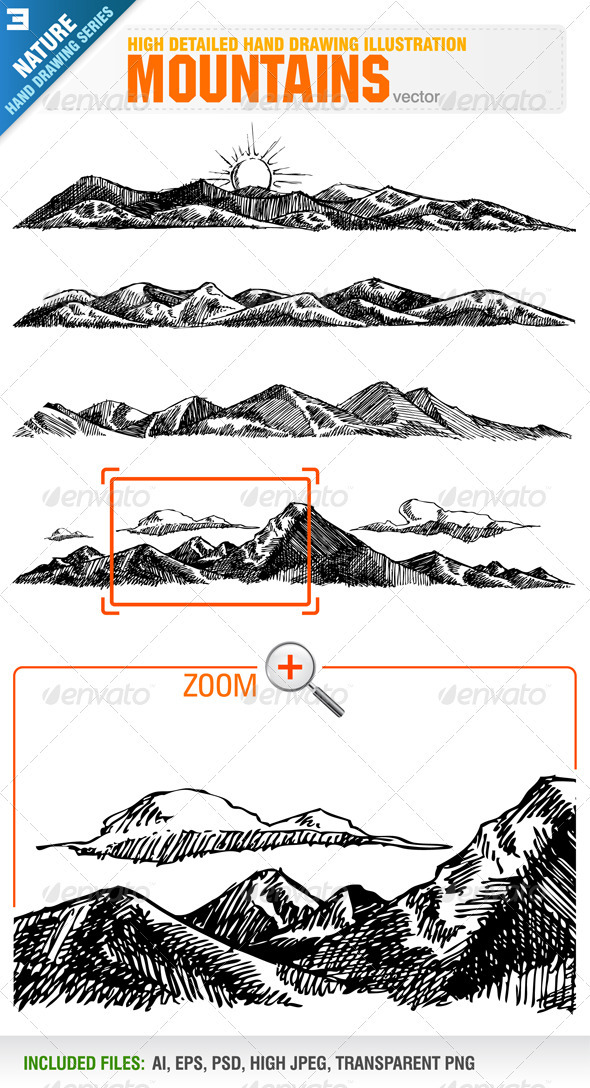 4 Hand Drawing Mountains - Nature Conceptual