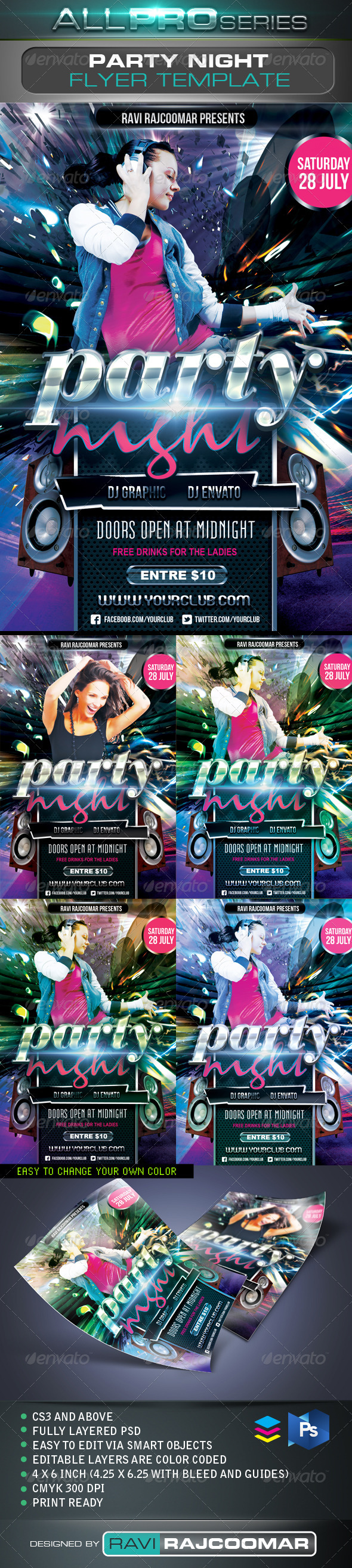 Party Night Flyer Template - Events Flyers