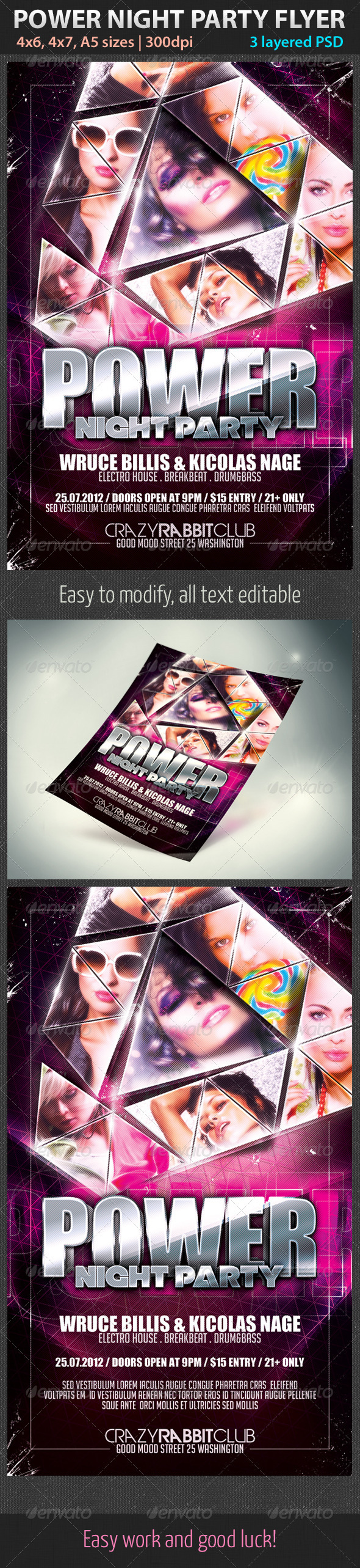 Power Night Party Flyer - Clubs & Parties Events