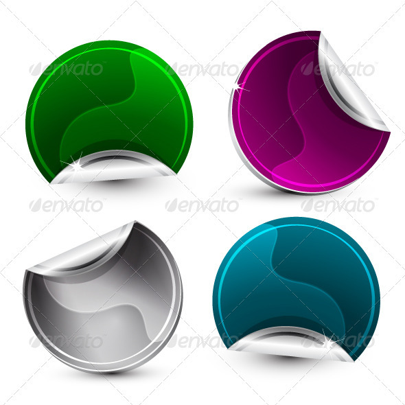 Glossy Corner Stickers - Web Elements Vectors