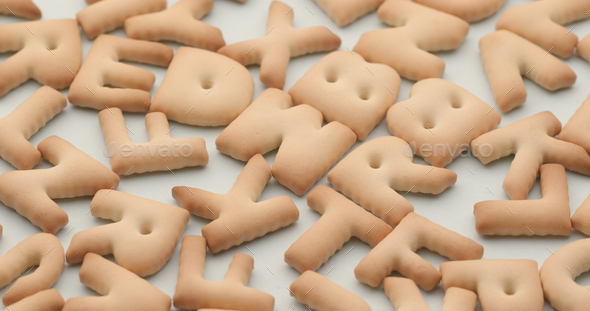 Stack of English word cookies - Stock Photo - Images