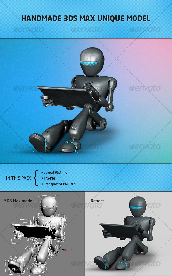 Futuristic robot for website-portfolio - Characters Illustrations
