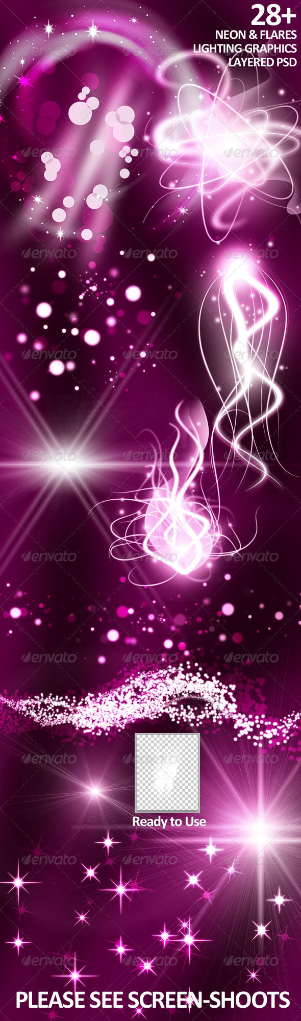 28+ Neon/Flares Lighting Layered PSD - Decorative Graphics