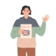 Young Man Waving His Hand in Welcome, Calling To