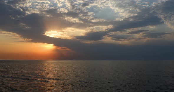 Beautiful sunset over the Caspian Sea alt