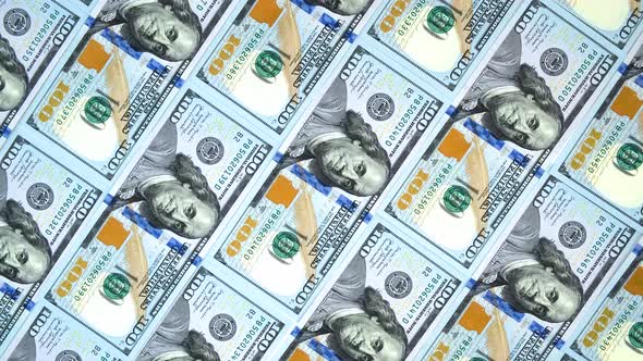 Vertical orientation video: Cash american hundred dollars, money background