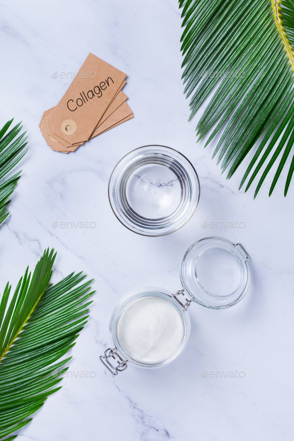 Collagen powder, skincare healthcare anti-aging beauty concept - Stock Photo - Images