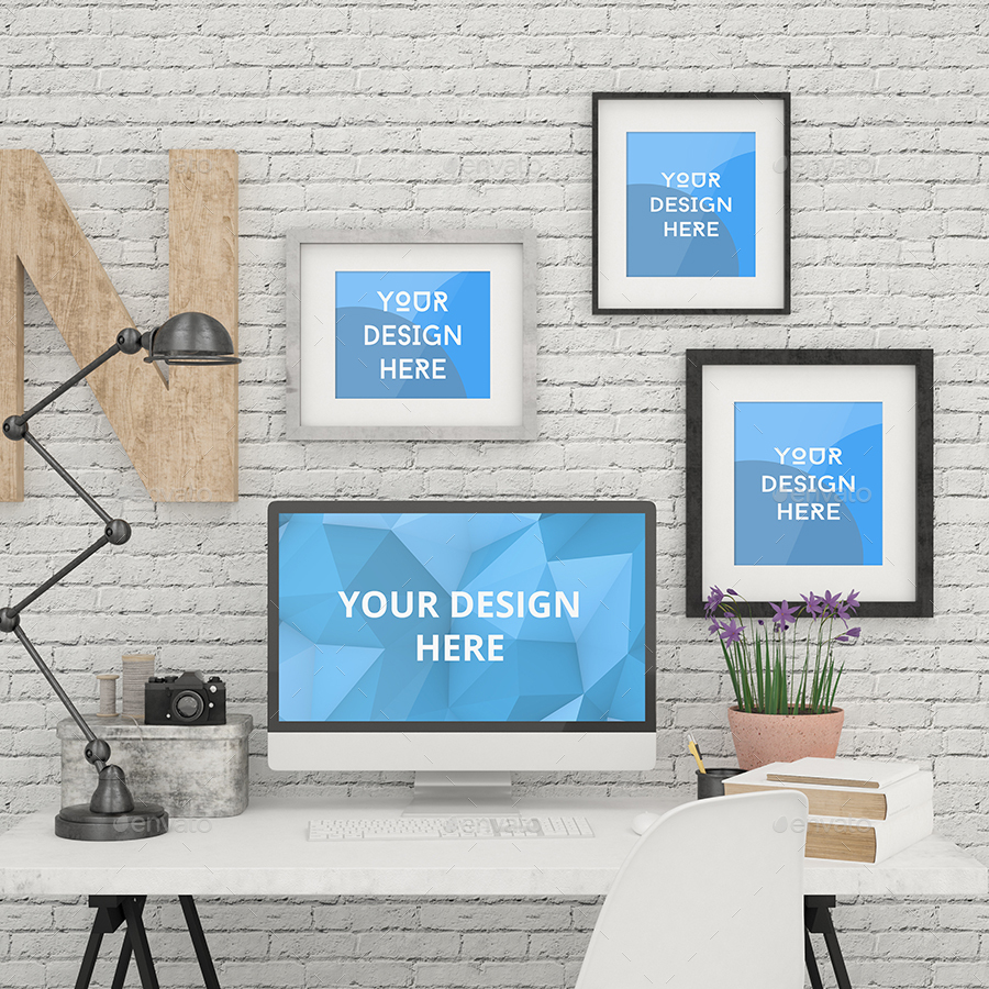 Contemporary Home Office MockUp Pack By Eternal_Forms_Fabs | GraphicRiver