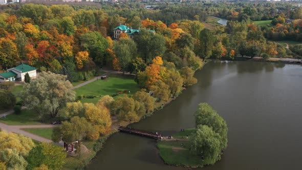 Autumn landscape in Loshitsky Park in Minsk. Belarus.Golden autumn