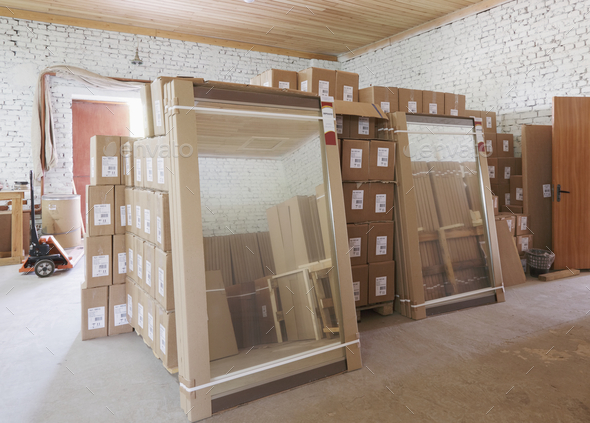 Stored Boxes and Mirrors - Stock Photo - Images