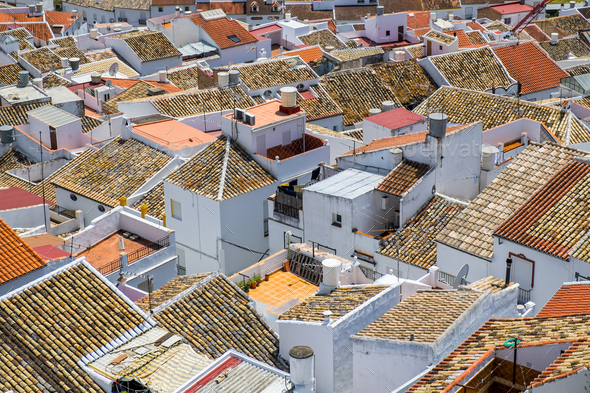 Aerial view of Olvera cityscape, Cadiz, Spain - Stock Photo - Images
