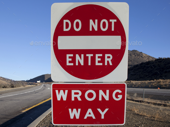 Do Not Enter and Wrong Way Signs