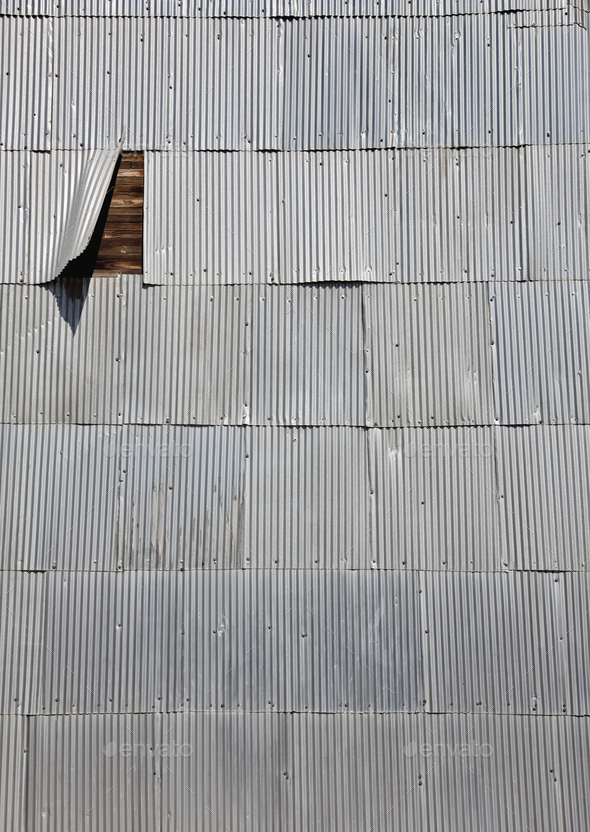 Corrugated Shingles on a Wooden Wall - Stock Photo - Images