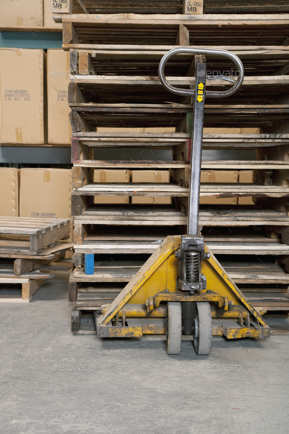 Hand Truck and Wooden Pallets - Stock Photo - Images
