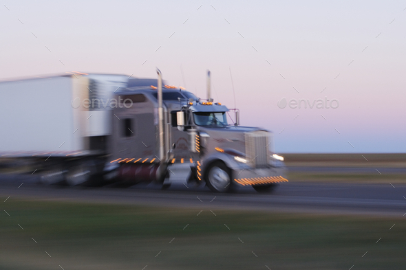 Truck on Texas Highway 287 at Sunrise