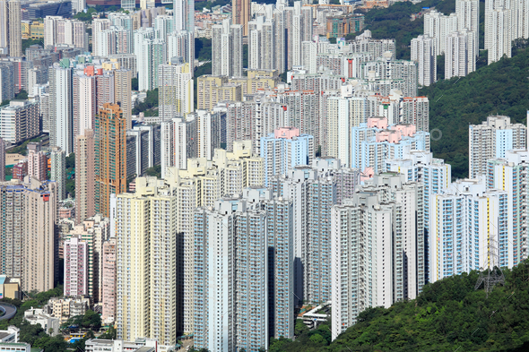 Hong Kong crowded building - Stock Photo - Images