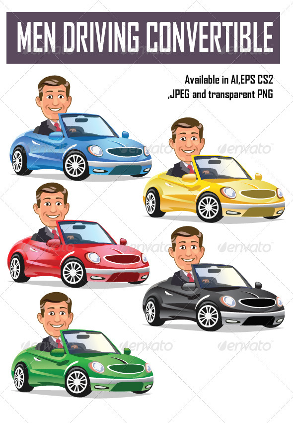 Men Driving Convertible - People Characters