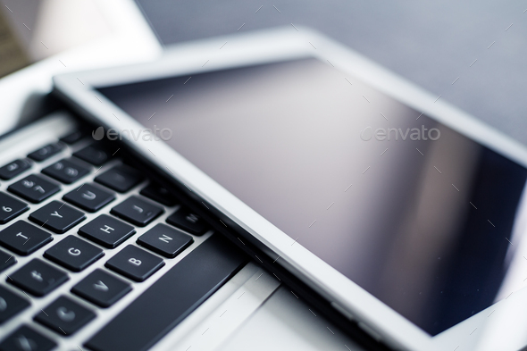 Laptop computer and tablet pc - Stock Photo - Images