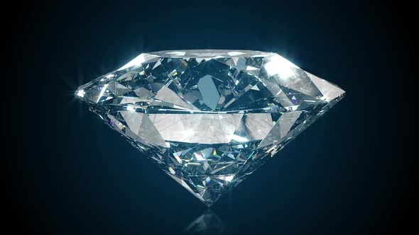 Beautiful Large Crystal Clear Shining Round Cut Diamond, Motion Graphics