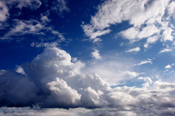 summer landscape beautiful cumulus clouds. Carpathian Ukraine Europe - Stock Photo - Images