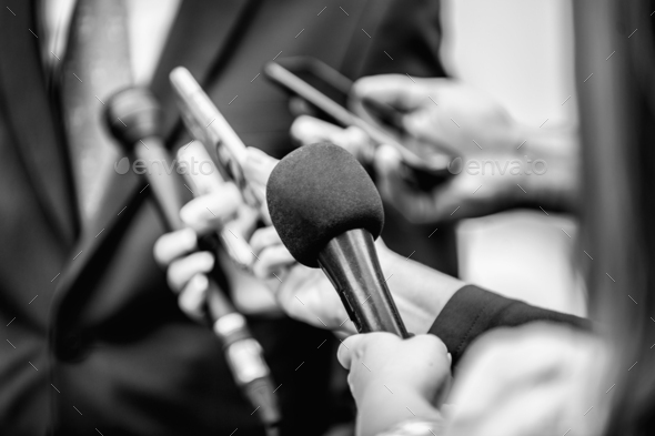 Media Interview. Journalists Interviewing Politician or Businessman