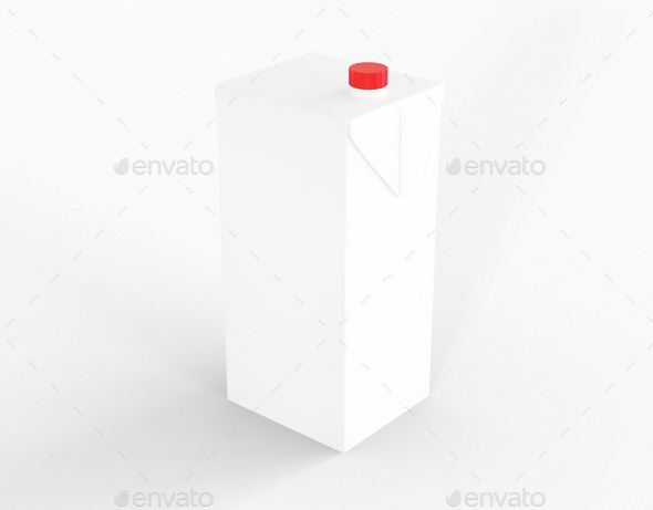 3D Illustration. Milk carton box packaging mockup.