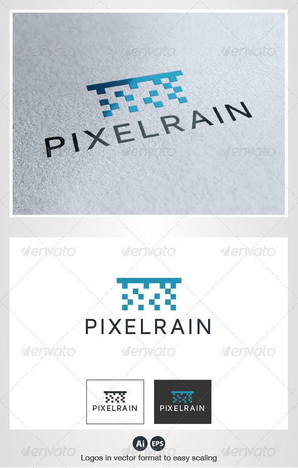 Pixel Rain Logo - Nature Logo Templates