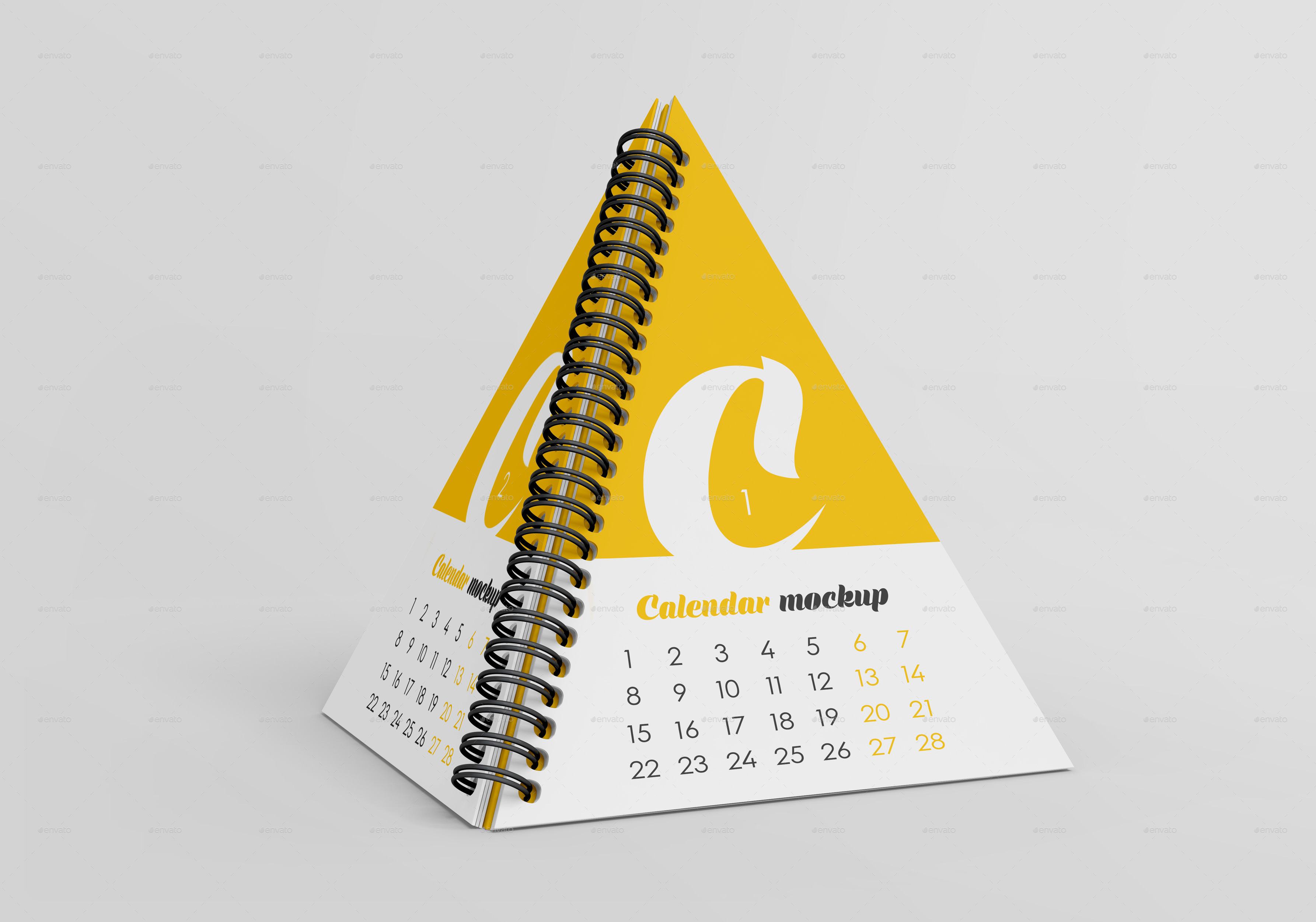 Spiral Pyramid Desk Calendar Mockup Set, Graphics | GraphicRiver