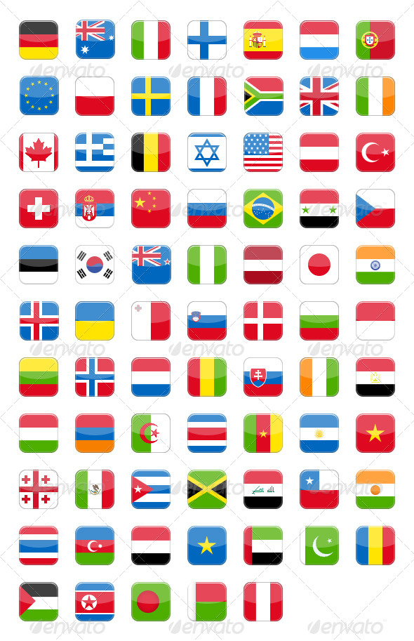 75 Flags Icons, Icons | GraphicRiver