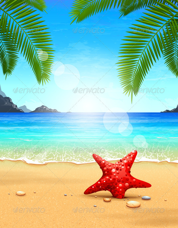 Seascape vector illustration - Landscapes Nature