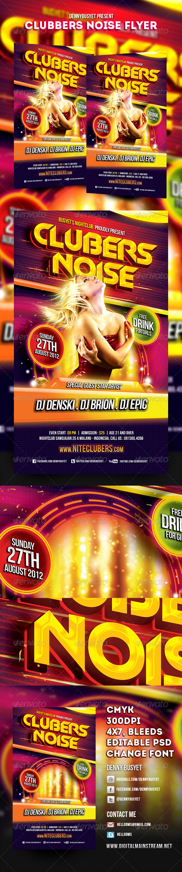 Clubbers Noise Nightclub Flyer Template - Events Flyers