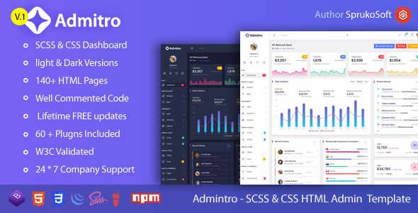 Admitro - Dashboard HTML Template