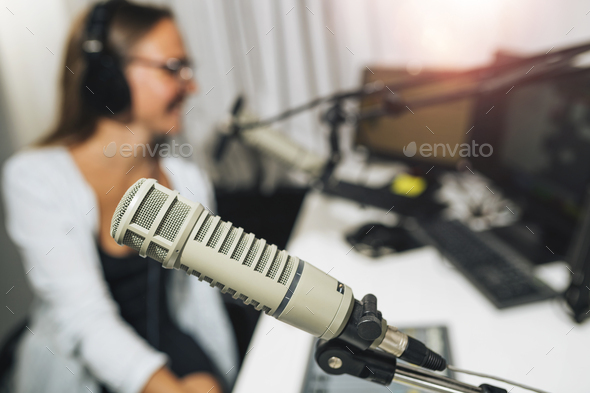 Live broadcasting of a podcast or online radio talk show from a studio