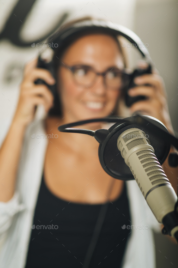 studio microphone and headphones studio microphone and headphones