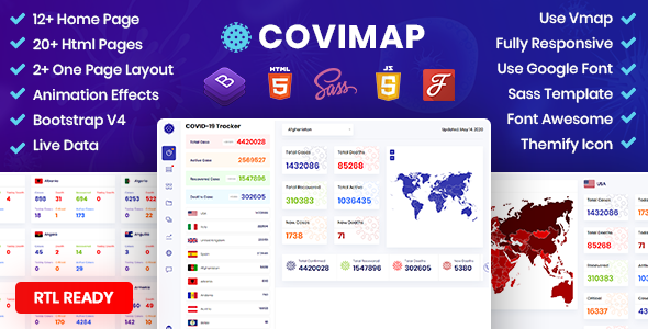 CoviMap - Coronavirus - ThemeForest 26721774