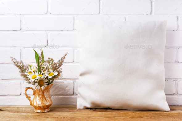 Download Placeit Pillow Mockup With Daisy And Green Grass Stock Photo By Tasipas