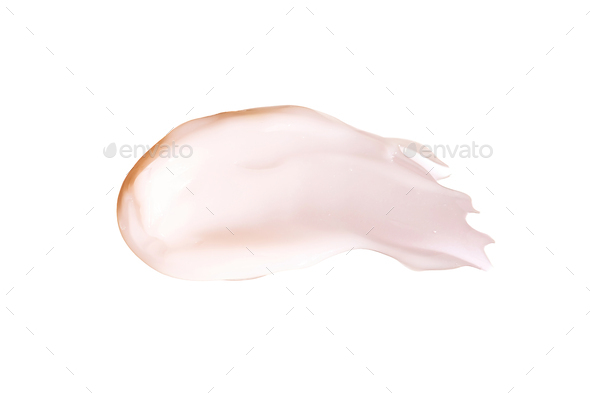 Pink smear of cosmetic cream isolated on white background