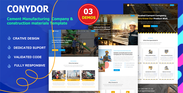 Extraordinary Conydor - Cement Manufacturing Factory HTML Template