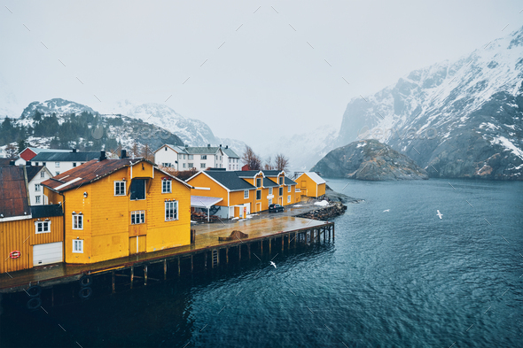 Nusfjord fishing village in Norway Stock Photo by Dmitry_Rukhlenko