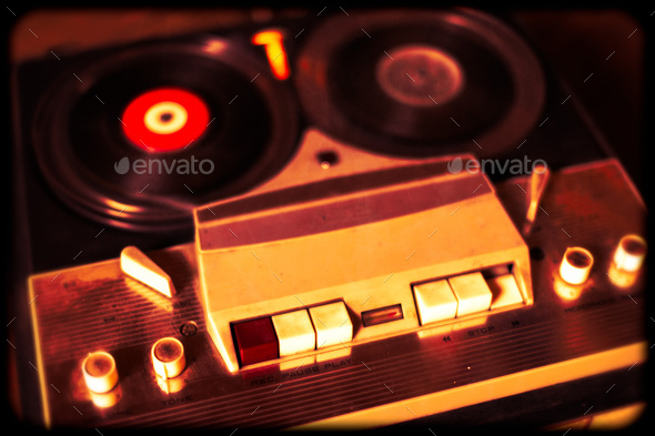 Old vintage reel tape recorder Stock Photo by michelangeloop