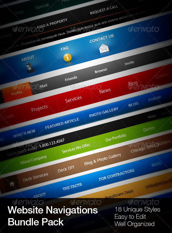 18 Unique Navigations - Navigation Bars Web Elements
