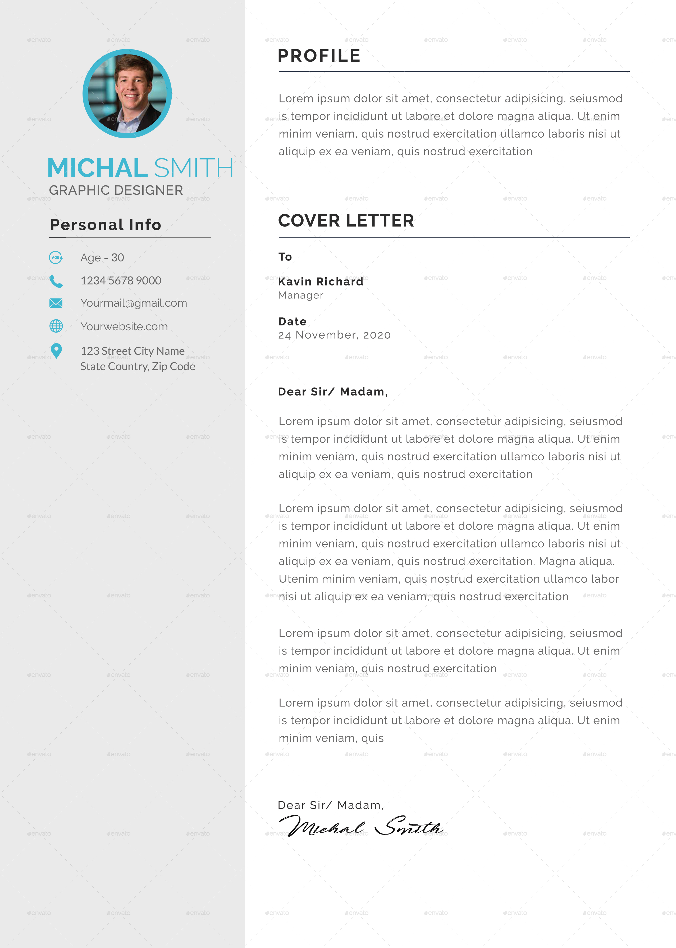 Resume/CV - Simple, Print Templates | GraphicRiver