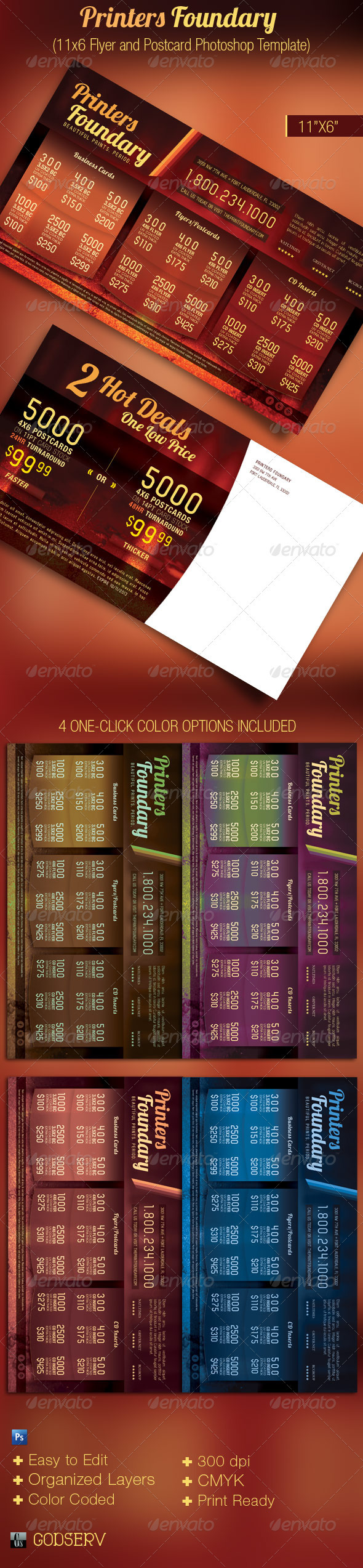 Print Industry Sales Flyer Postcard Template - Commerce Flyers