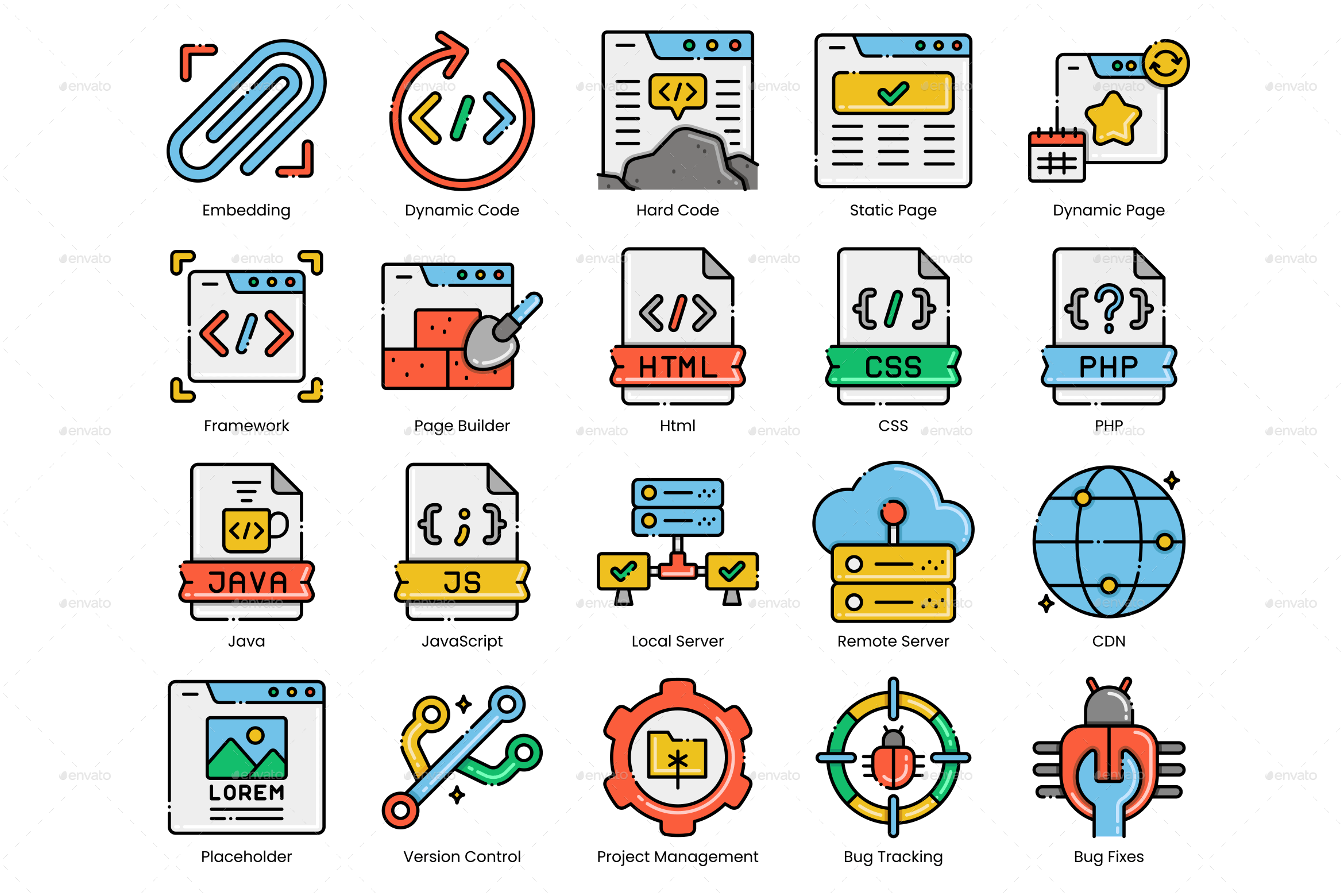 90 Web Development Icons, Icons | GraphicRiver