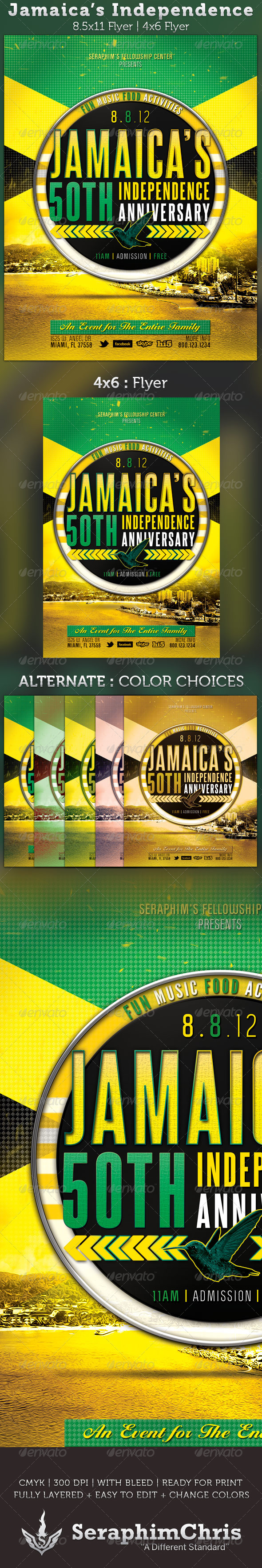Jamaica's Independence Flyer Template - Church Flyers